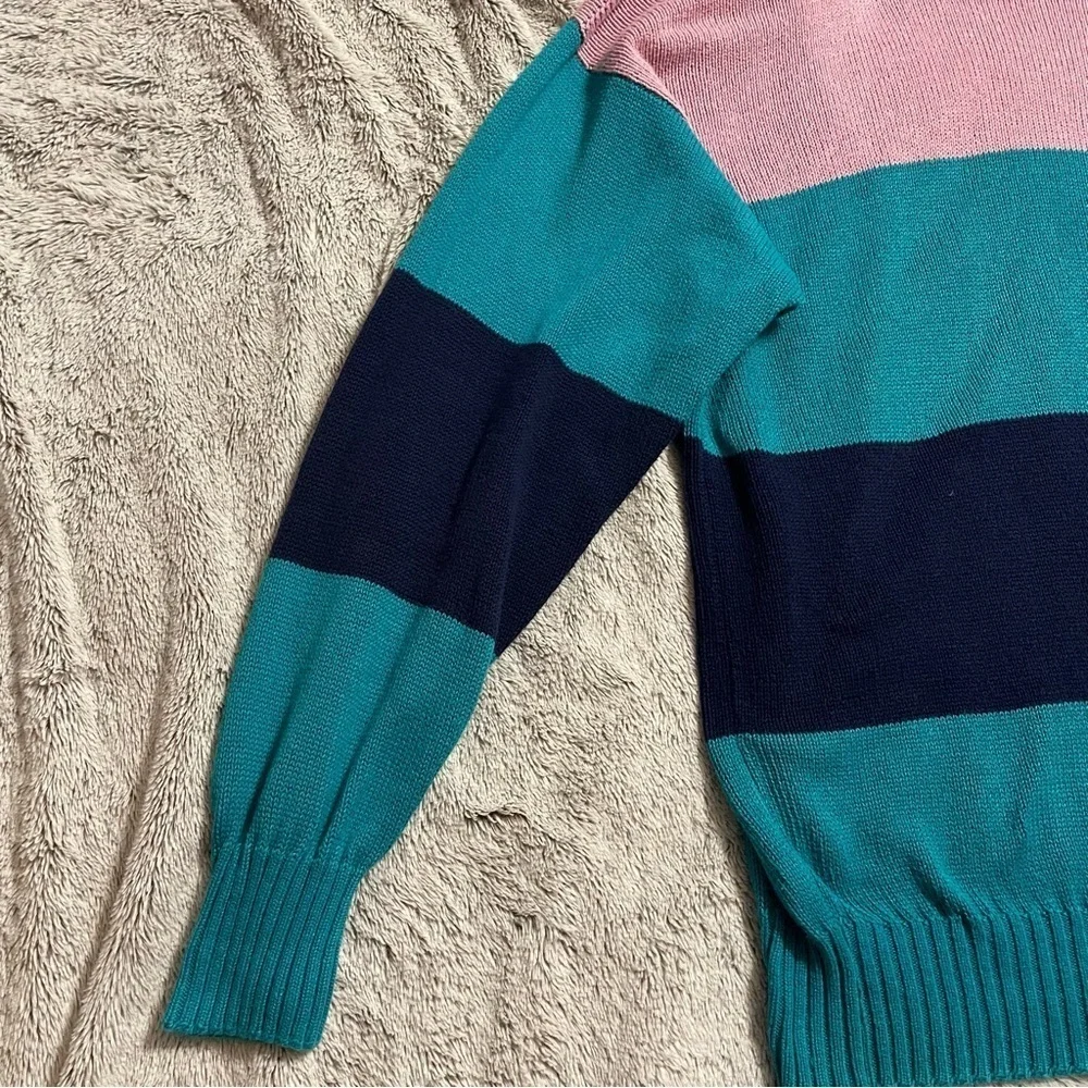 RARE Vintage PGA National Golf Club Colorblock 80’s Sweater Pink Teal Blue - Picture 8 of 10